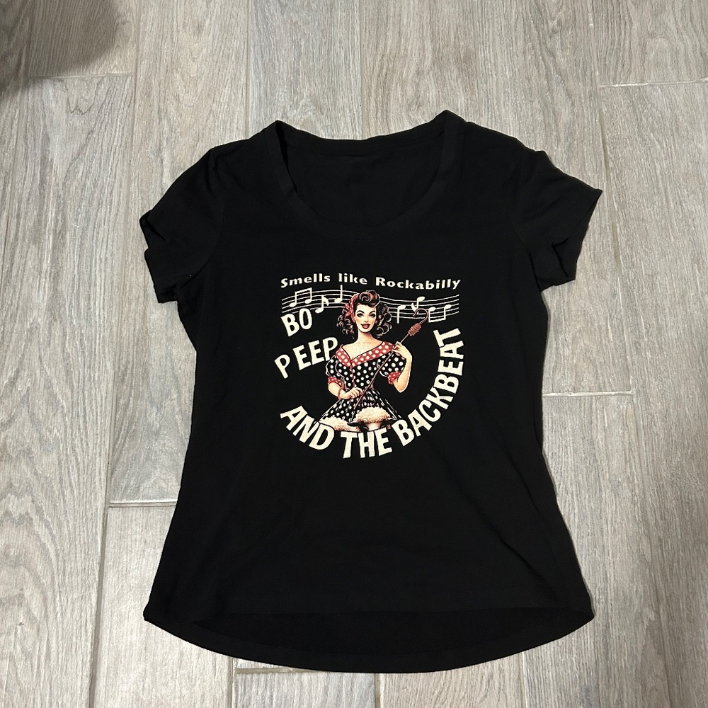 NWOT! Women's Retro Black Rockabilly Swing 50's T-Shirt - MEDIUM - Picture 2 of 6